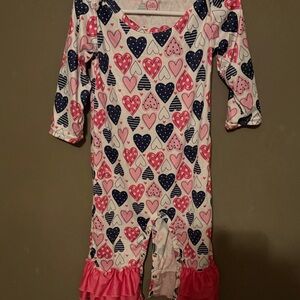 Charming Pink and Blue Heart Kids Romper A2